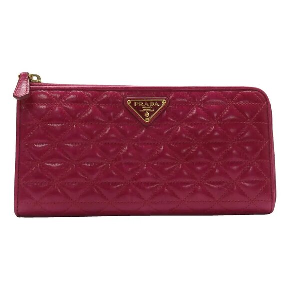 PRADA Pink Leather Wallet 385-032425 - Picture 1 of 11